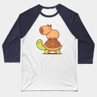 Capybara and Turtle Baseball T-Shirt